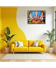 Lord Ganesha Maa Laxmi Sarswati Laminated Photo - 9x11 Inches, Divine Blessings For Home & Office And Temple Decoration (F16122)