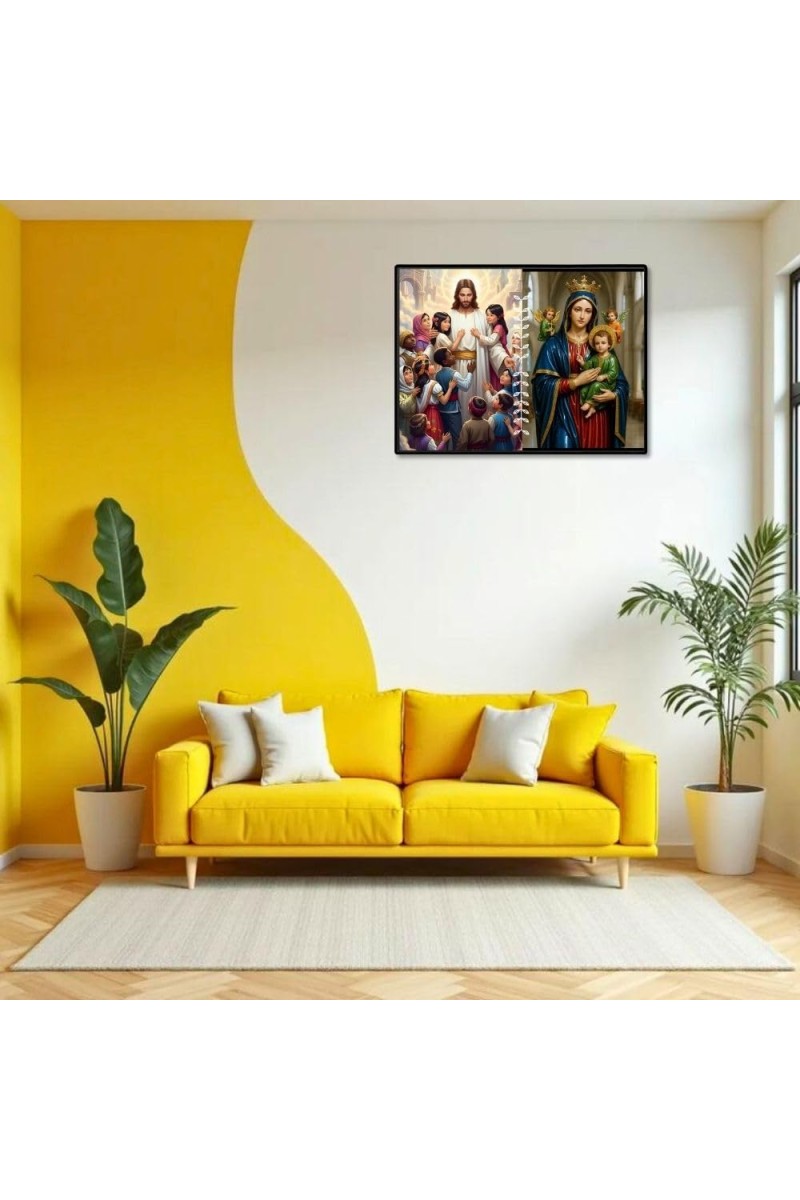 Jesus Lady Of Velankanni Laminated Photo - 9x11 Inches, Divine Blessings For Home & Office And Temple Decoration (F16213)