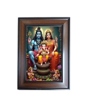 Hi Tech Sales Lord Shiv Mata Parvati with Ganesh ji Polystyrene Photo Frame for Wall Decor Home, Office, and Temple - Printed Photo, Pack of 1