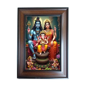 Hi Tech Sales Lord Shiv Mata Parvati with Ganesh ji Polystyrene Photo Frame for Wall Decor Home, Office, and Temple - Printed Photo, Pack of 1 Hi Tech Sales Lord Shiv Mata Parvati with Ganesh ji Polystyrene Photo Frame for Wall Decor Home, Office, and Temple - Printed Photo, Pack of 1