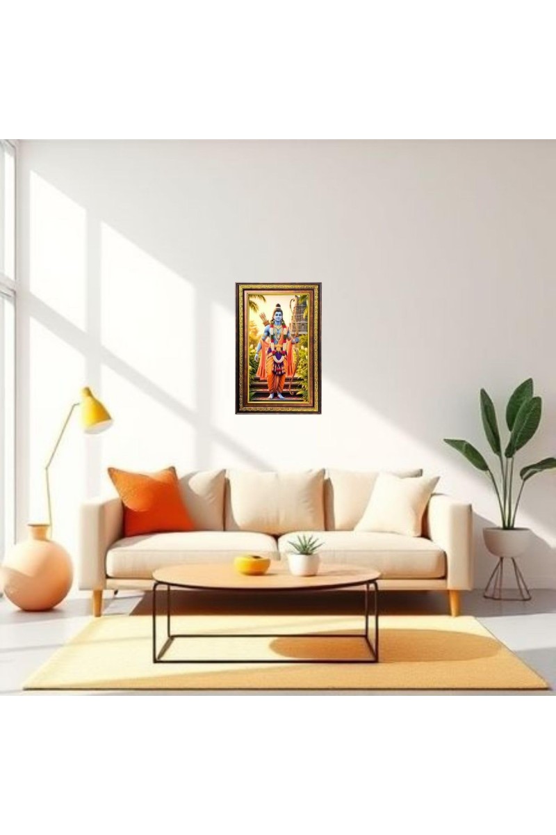 Lord Rama Digital Golden Balck Color Photo Frame | Hindu Religious Wall Decor | 10x16 Inches - Inspirational Wall Art For Office, Home Decor - Ideal Spiritual Gift (F16854)