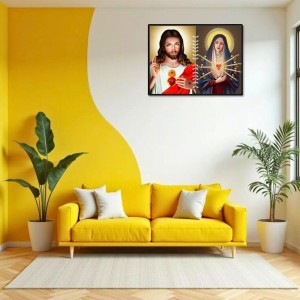 Jesus And Immaculate Heart Of Mary Laminated Photo - 11x13 Inches, Divine Blessings For Home & Office And Temple Decoration (F16184)
