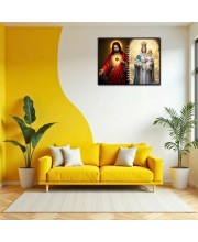 Jesus Christ-Mother Mary Laminated Photo - 7x9 Inches, Divine Blessings For Home & Office And Temple Decoration (F16255)