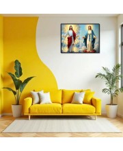 Jesus Christ-Our Lady Of Grace Laminated Photo - 7x9 Inches, Divine Blessings For Home & Office And Temple Decoration (F16287)