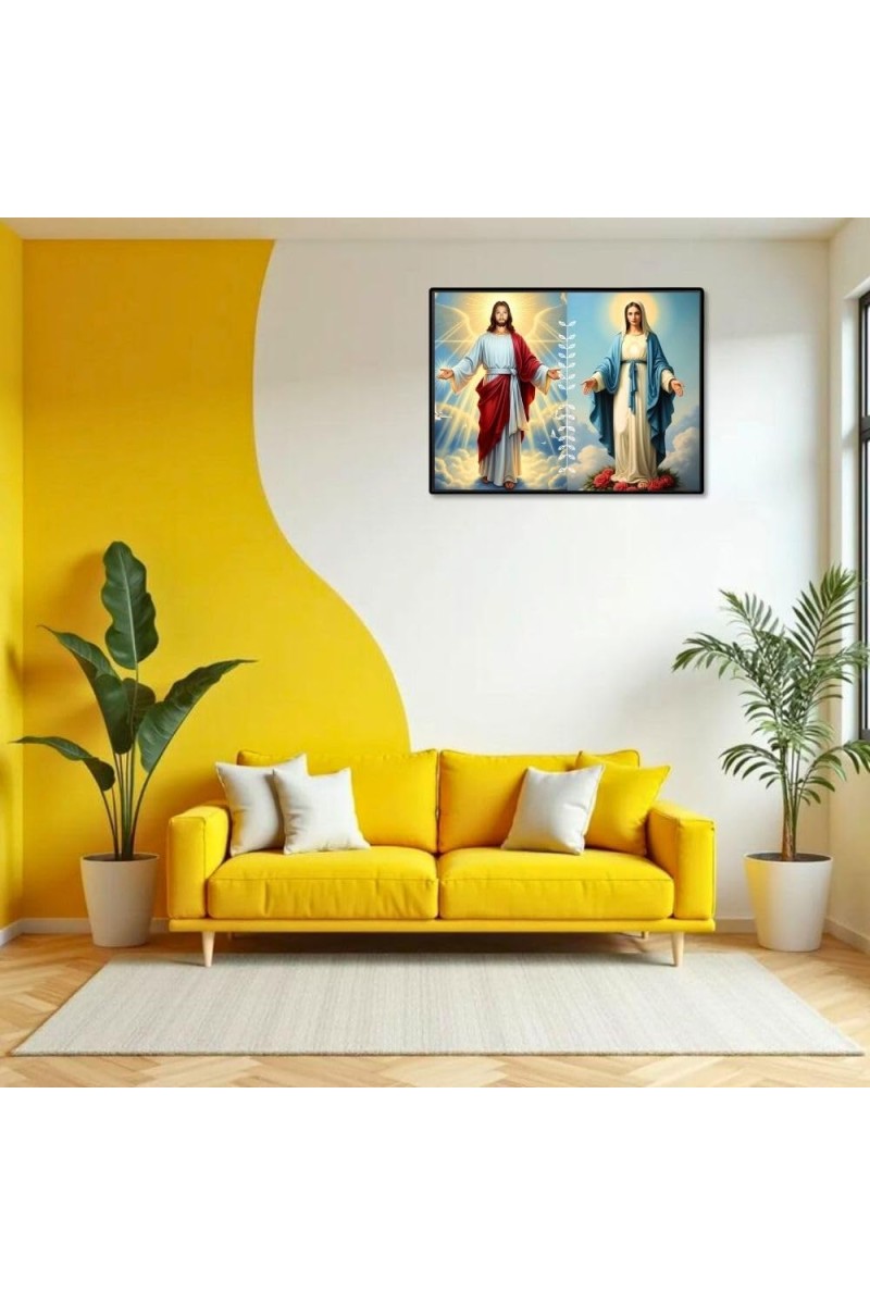 Jesus Christ-Our Lady Of Grace Laminated Photo - 7x9 Inches, Divine Blessings For Home & Office And Temple Decoration (F16287)