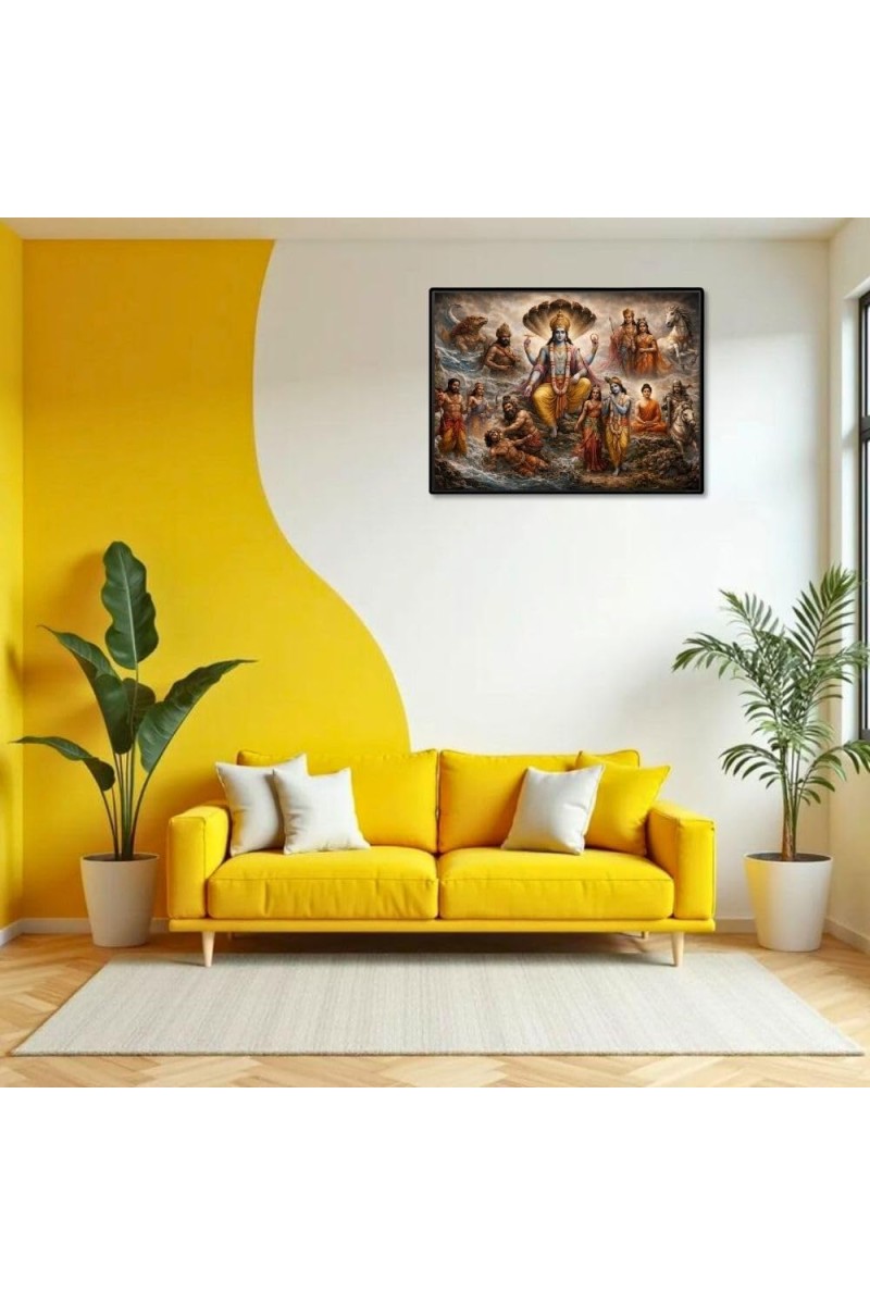 Lord Vishnu Laminated Photo - 7x9 Inches, Divine Blessings For Home & Office And Temple Decoration (F16067)
