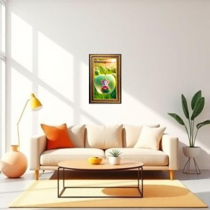 Lord Ganesha Digital Golden Balck Color Photo Frame | Hindu Religious Wall Decor | 18x24 Inches - Inspirational Wall Art For Office, Home Decor - Ideal Spiritual Gift (F16816)