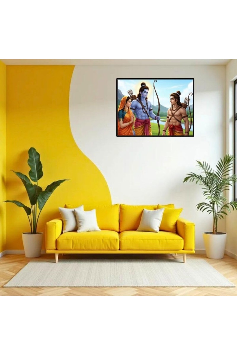 Lord RamSiya Laminated Photo - 7x9 Inches, Divine Blessings For Home & Office And Temple Decoration (F16099)