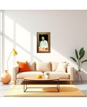 Bhaktivedanta Swami Prabhupada Digital Golden Balck Color Photo Frame | Hindu Religious Wall Decor | 14x20 Inches - Inspirational Wall Art For Office, Home Decor - Ideal Spiritual Gift (F16774)