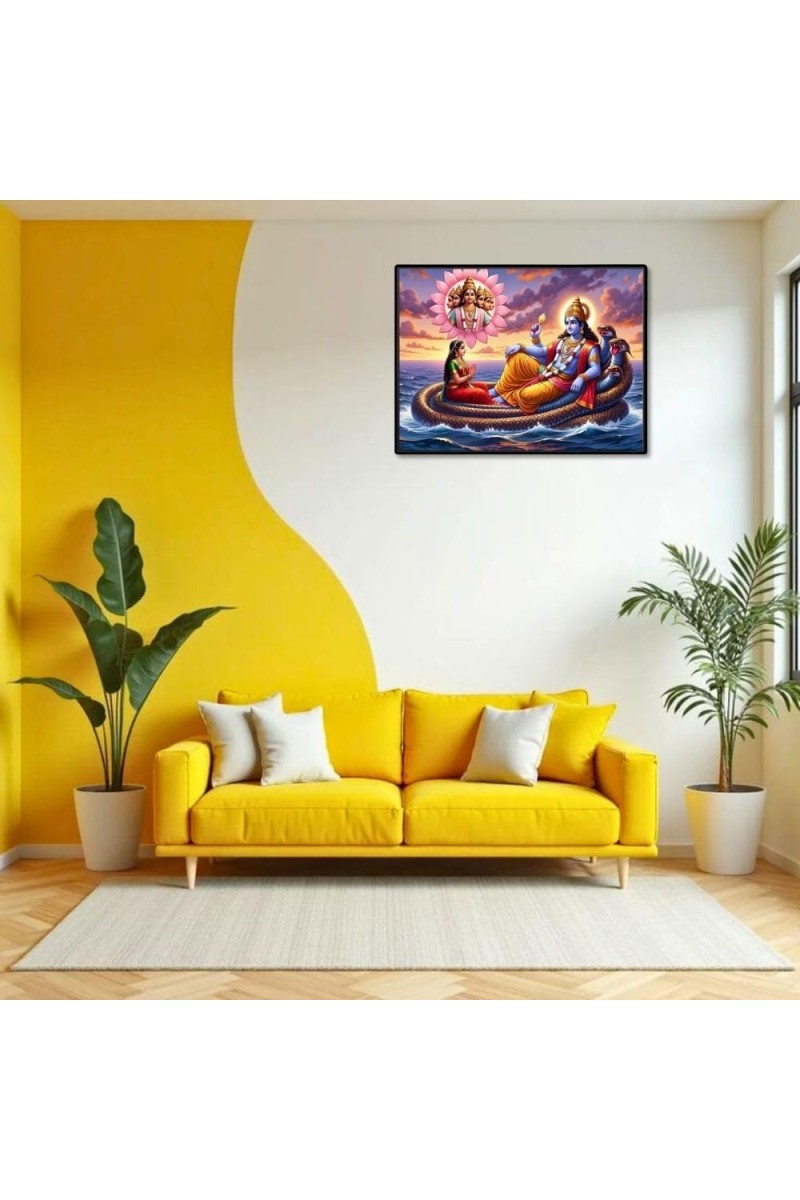 Lord Vishnu Laminated Photo - 7x9 Inches, Divine Blessings For Home & Office And Temple Decoration (F16120)