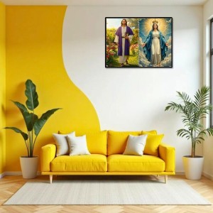 Jesus Christ-Virgin Mary Laminated Photo - 7x9 Inches, Divine Blessings For Home & Office And Temple Decoration (F16392)