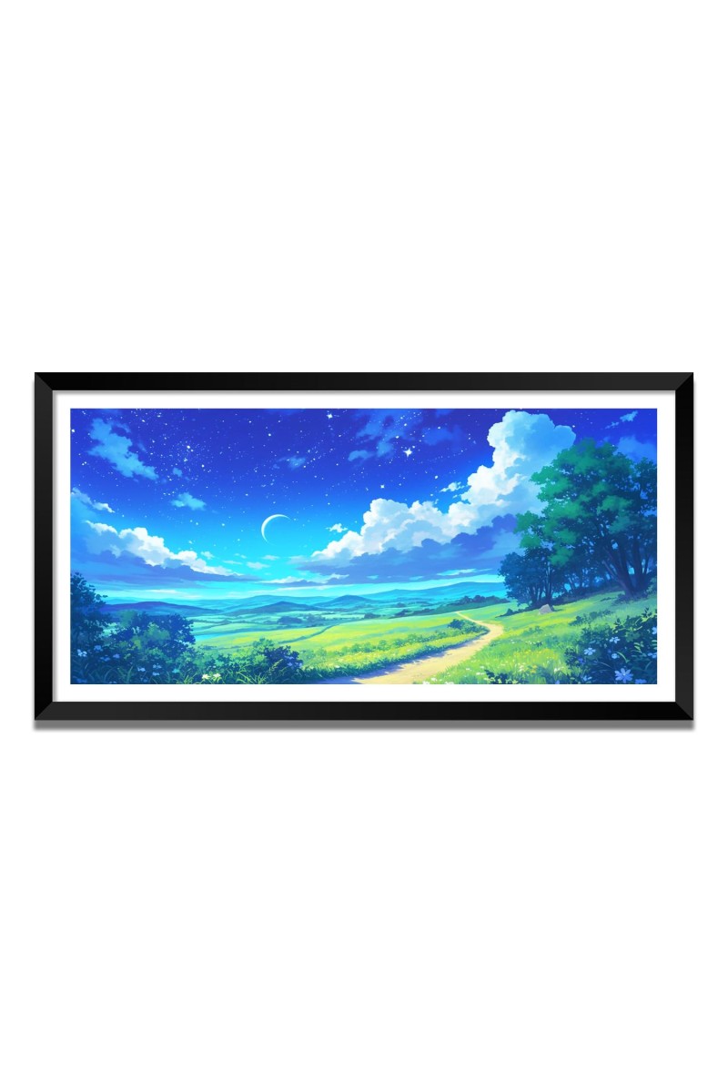Nature Landscape Floating Frame Scenery Digital Print - (I5798) - 18x36 inch Modern Nature Wall Art for Living Room, Bedroom, Office, Hotels, Drawing Room