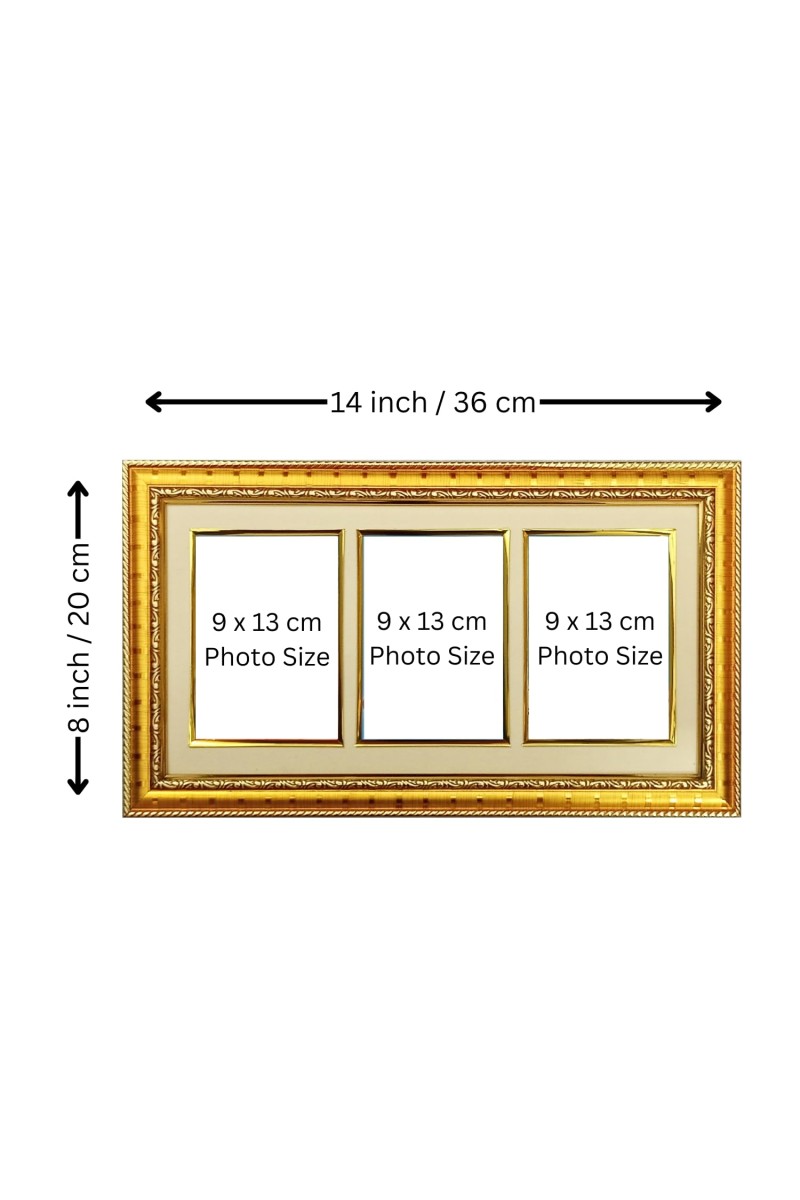 HiTechMart Spiritual Framed Photo of Sri Ramakrishna, Sarada Devi & Swami Vivekananda | Gold-Plated Divine Wall Decor for Home & Temple | Meditation & Inspiration Gift