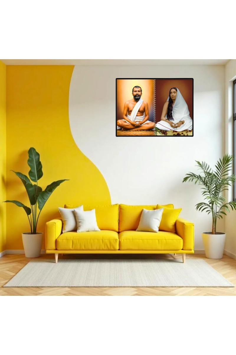 Swami Ramakrishna & Maa Sarada Devi Laminated Photo - 7x9 Inches, Divine Blessings For Home & Office And Temple Decoration (F16321)