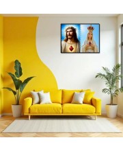 Jesus Christ-Our Lady Of Rosary Laminated Photo - 7x9 Inches, Divine Blessings For Home & Office And Temple Decoration (F16380)