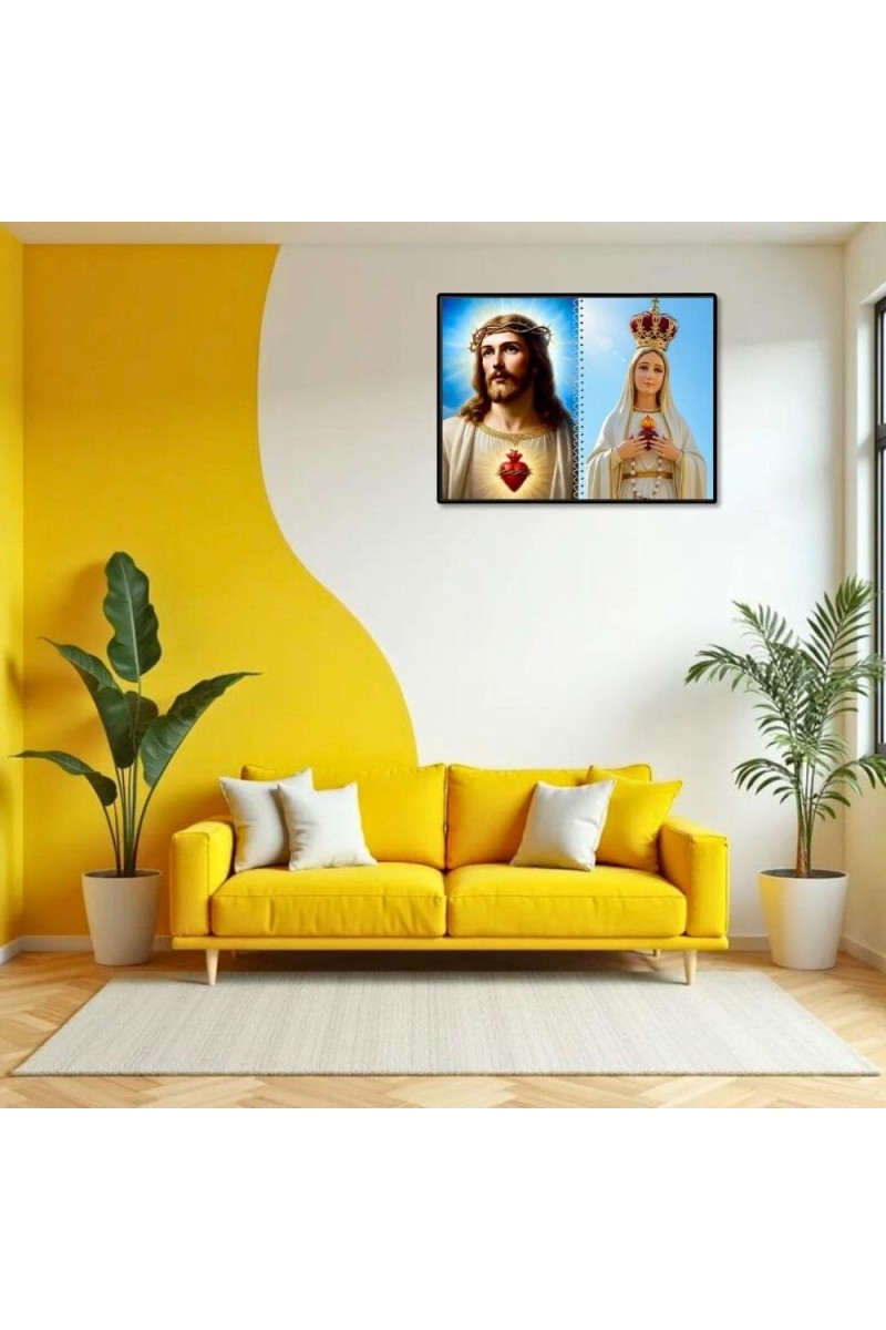 Jesus Christ-Our Lady Of Rosary Laminated Photo - 7x9 Inches, Divine Blessings For Home & Office And Temple Decoration (F16380)