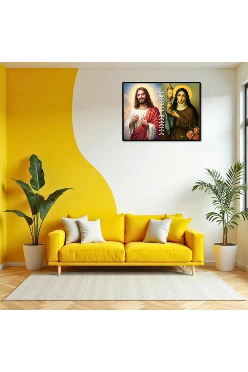 Jesus Christ-Our Lady Of Sorrows Laminated Photo - 7x9 Inches, Divine Blessings For Home & Office And Temple Decoration (F16298)