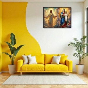 Jesus Christ-Virgin Mary Laminated Photo - 7x9 Inches, Divine Blessings For Home & Office And Temple Decoration (F16393)