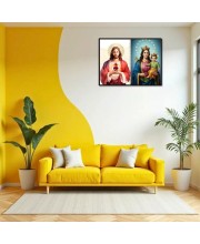 Jesus Christ-Mother Mary Laminated Photo - 7x9 Inches, Divine Blessings For Home & Office And Temple Decoration (F16411)