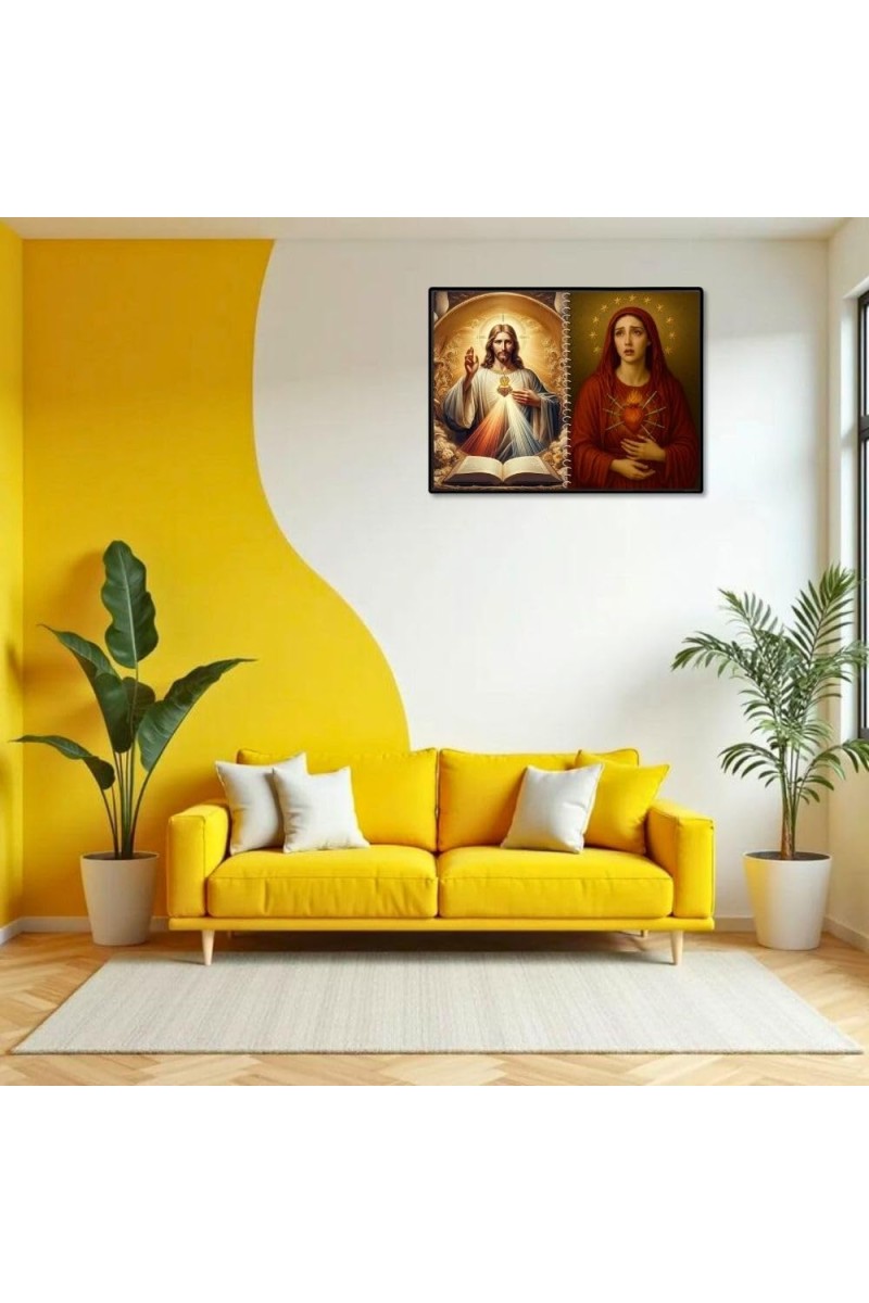 Jesus Christ-Our Lady Of Sorrows Laminated Photo - 7x9 Inches, Divine Blessings For Home & Office And Temple Decoration (F16346)