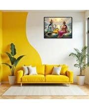 Lord Vishnu And Lakshmi. Laminated Photo - 11x13 Inches, Divine Blessings For Home & Office And Temple Decoration (F16055)
