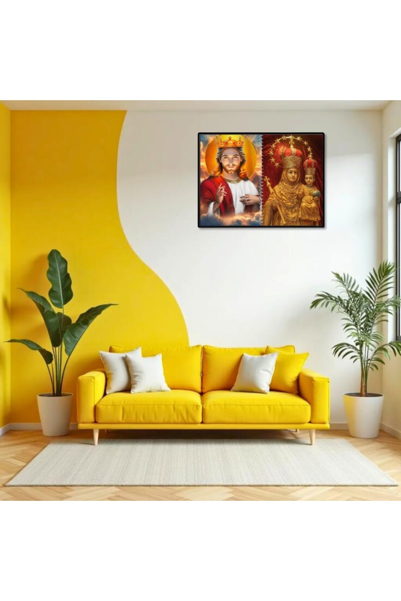 Jesus Christ-Our Lady Of Good Health Laminated Photo - 7x9 Inches, Divine Blessings For Home & Office And Temple Decoration (F16355)