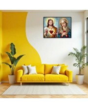 Jesus And Immaculate Heart Of Mary Laminated Photo - 9x11 Inches, Divine Blessings For Home & Office And Temple Decoration (F16189)