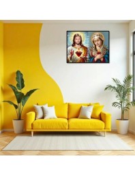 Jesus And Immaculate Heart Of Mary Laminated Photo - 9x11 Inches, Divine Blessings For Home & Office And Temple Decoration (F16189)