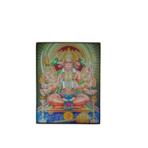 Panchmukhi Hanuman Laminated Photo Frame Five-Faced Lord Hanuman for Protection & Power Hindu God for Home, Office & Temple Decor (12x18 Inch, Multicolor)
