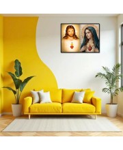 Jesus Christ-Virgin Mary Laminated Photo - 7x9 Inches, Divine Blessings For Home & Office And Temple Decoration (F16334)