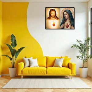 Jesus Christ-Virgin Mary Laminated Photo - 7x9 Inches, Divine Blessings For Home & Office And Temple Decoration (F16334)