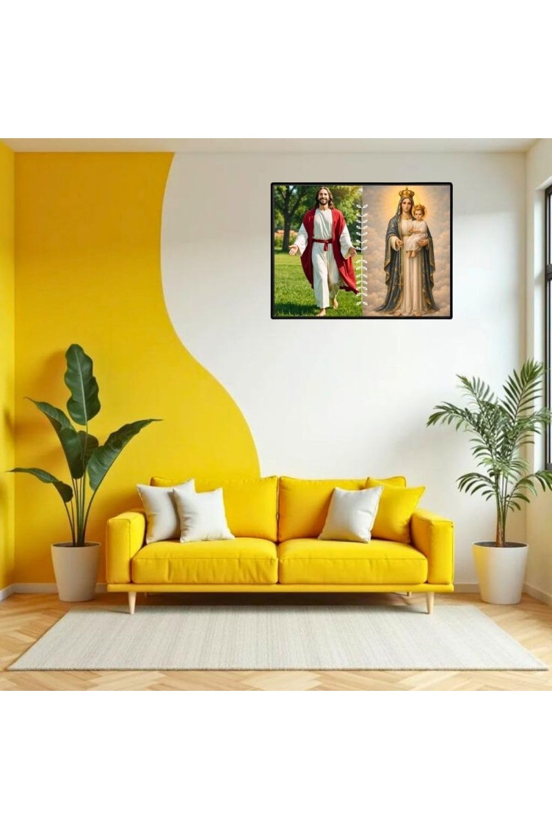 Jesus Immaculate Heart Of Mary Laminated Photo - 11x13 Inches, Divine Blessings For Home & Office And Temple Decoration (F16245)