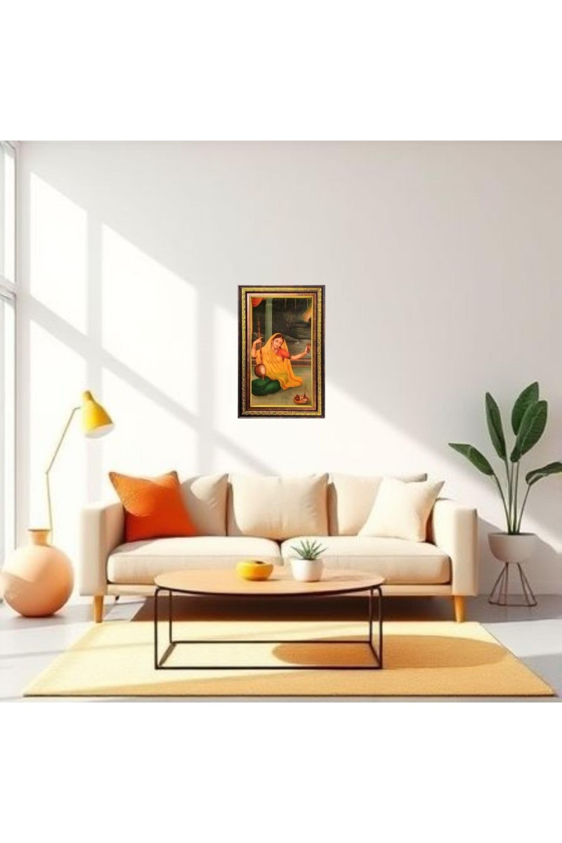 Meera Bhai Digital Golden Balck Color Photo Frame | Hindu Religious Wall Decor | 12x18 Inches - Inspirational Wall Art For Office, Home Decor - Ideal Spiritual Gift (F16526)