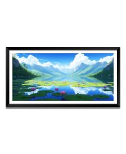 Nature Landscape Floating Frame Scenery Digital Print - (I5878) - 12x24 inch Modern Nature Wall Art for Living Room, Bedroom, Office, Hotels, Drawing Room
