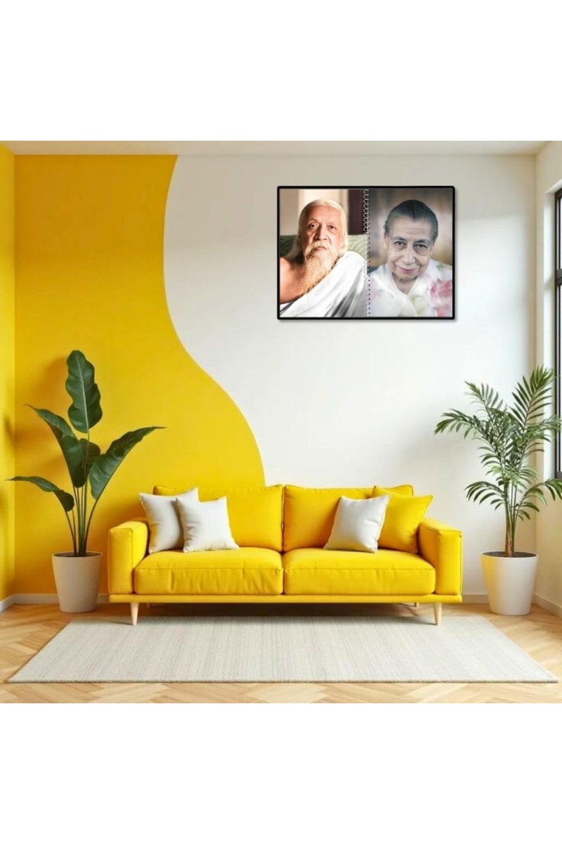Sri Aurobindo & Mira Alfassa Laminated Photo - 9x11 Inches, Divine Blessings For Home & Office And Temple Decoration (F16308)