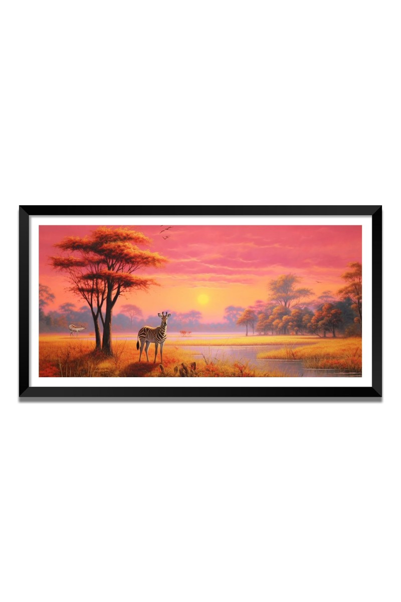 Nature Landscape Floating Frame Scenery Digital Print - (I5779) - 18x36 inch Modern Nature Wall Art for Living Room, Bedroom, Office, Hotels, Drawing Room