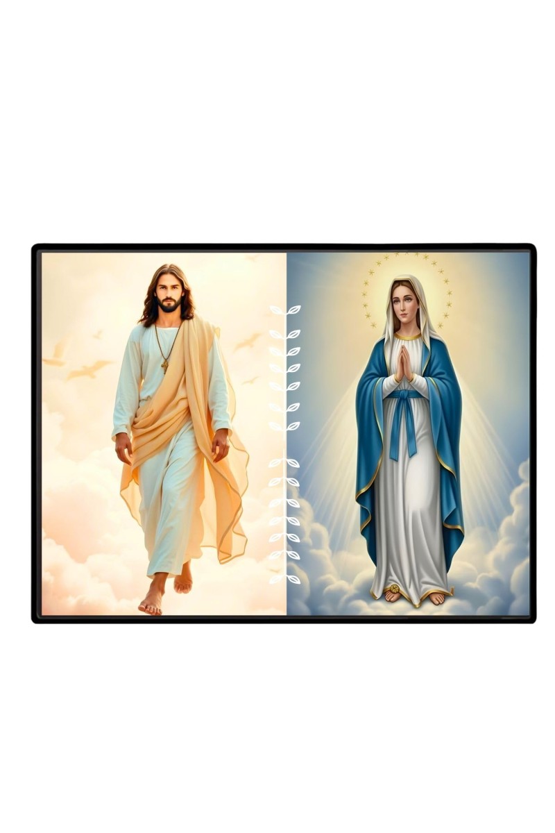 Jesus Immaculate Heart Of Mary Laminated Photo - 7x9 Inches, Divine Blessings For Home & Office And Temple Decoration (F16243)
