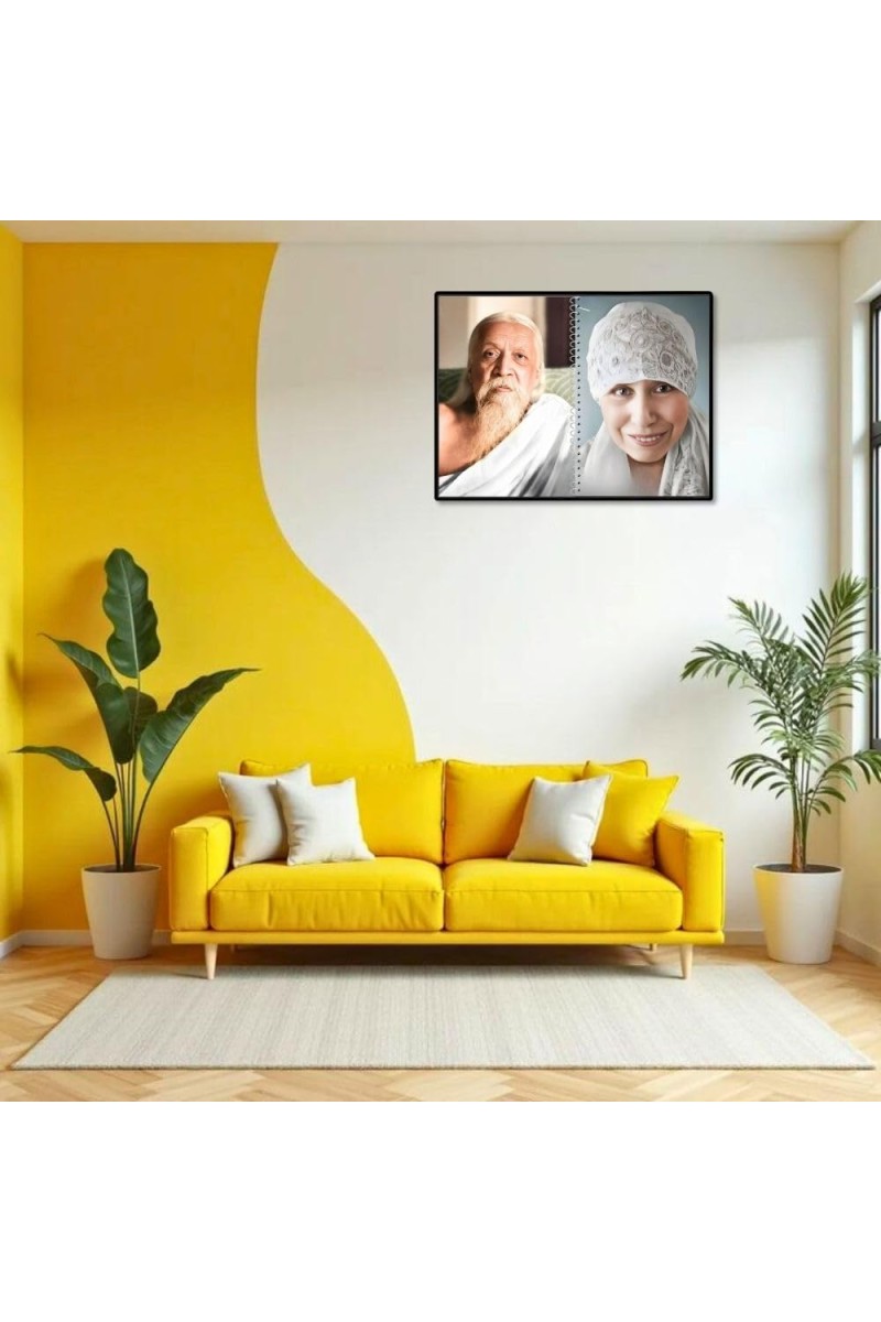 Sri Aurobindo & Mira Alfassa Laminated Photo - 7x9 Inches, Divine Blessings For Home & Office And Temple Decoration (F16305)