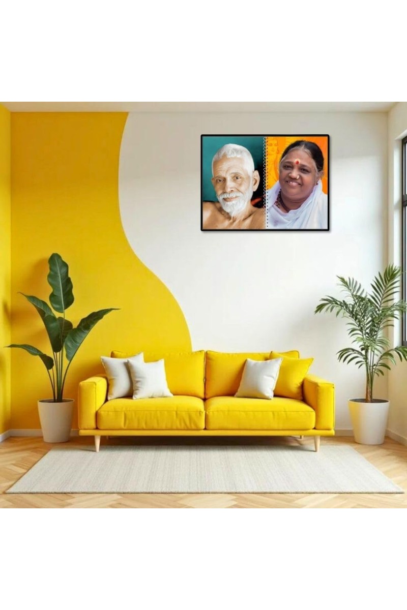 Sri Ramana Maharshi & Mother (Ammal) Laminated Photo - 7x9 Inches, Divine Blessings For Home & Office And Temple Decoration (F16312)