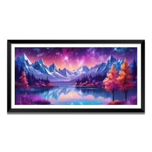 Nature Landscape Floating Frame Scenery Digital Print - (I5691) - 24x48 inch Modern Nature Wall Art for Living Room, Bedroom, Office, Hotels, Drawing Room