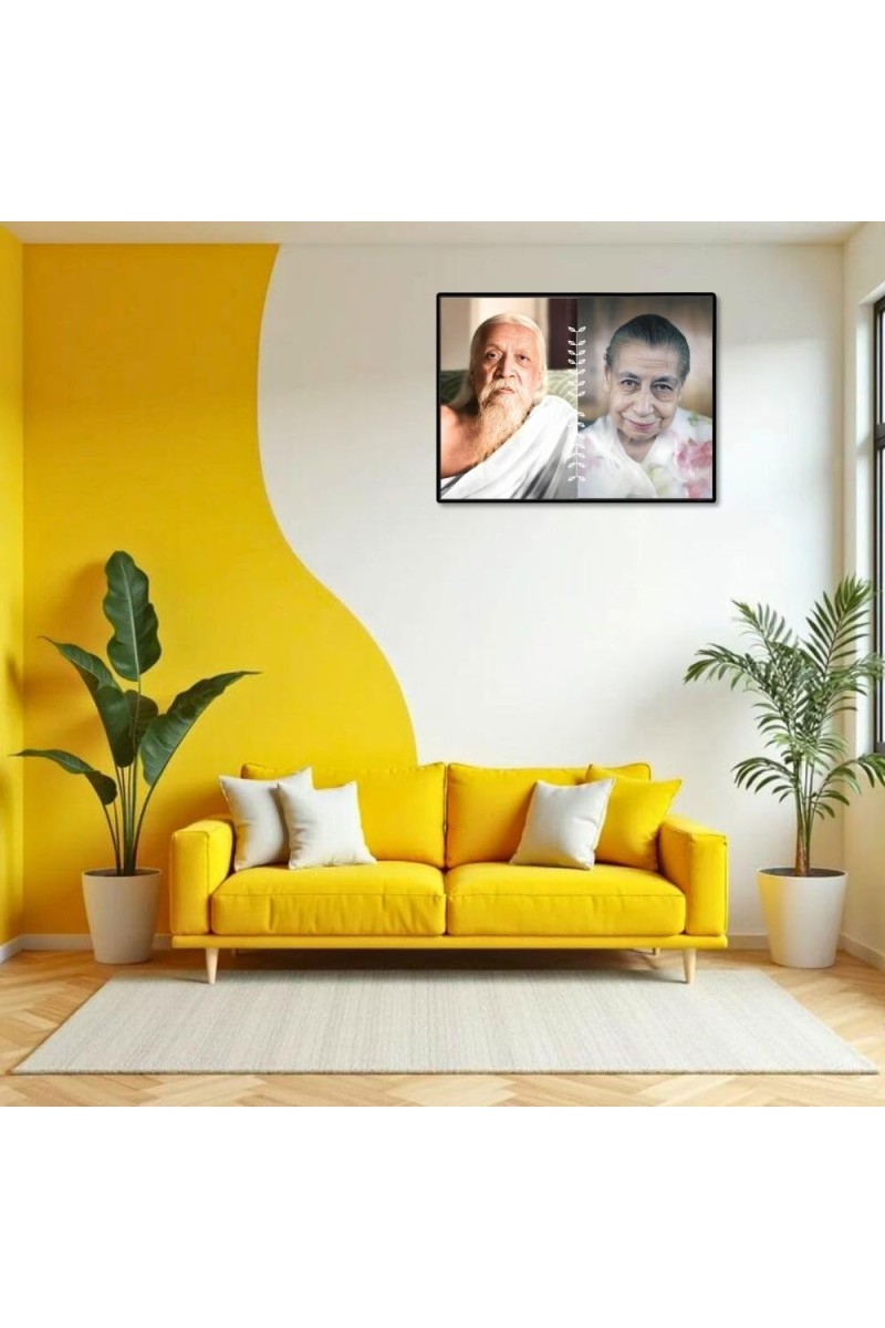 Sri Aurobindo & The Mother Laminated Photo - 7x9 Inches, Divine Blessings For Home & Office And Temple Decoration (F16153)
