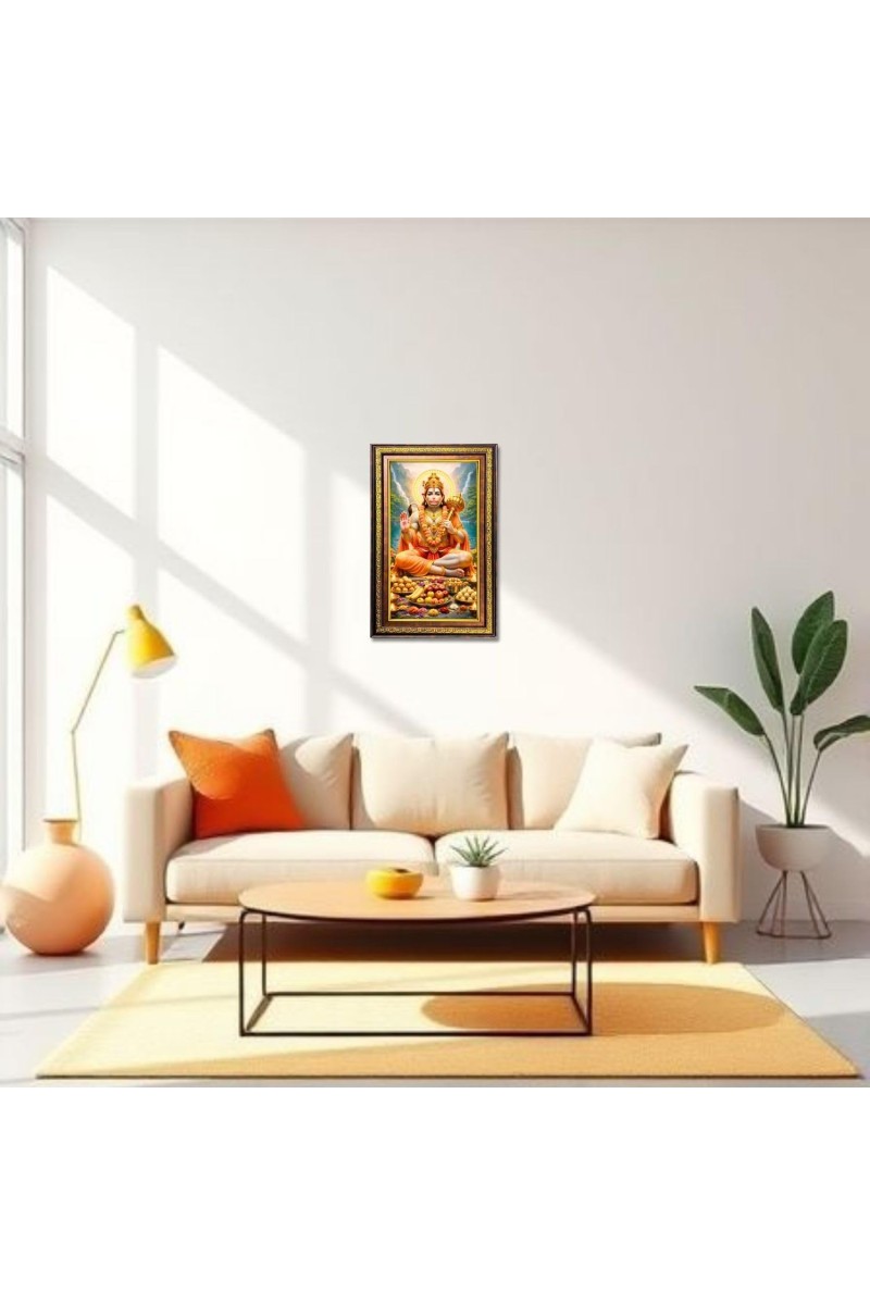 Lord Hanuman Digital Golden Balck Color Photo Frame | Hindu Religious Wall Decor | 18x24 Inches - Inspirational Wall Art For Office, Home Decor - Ideal Spiritual Gift (F16874)