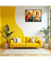 Jesus Christ-Our Lady Of Sorrows Laminated Photo - 7x9 Inches, Divine Blessings For Home & Office And Temple Decoration (F16296)