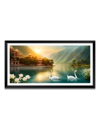 Nature Landscape Floating Frame Scenery Digital Print - (I5719) - 24x36 inch Modern Nature Wall Art for Living Room, Bedroom, Office, Hotels, Drawing Room