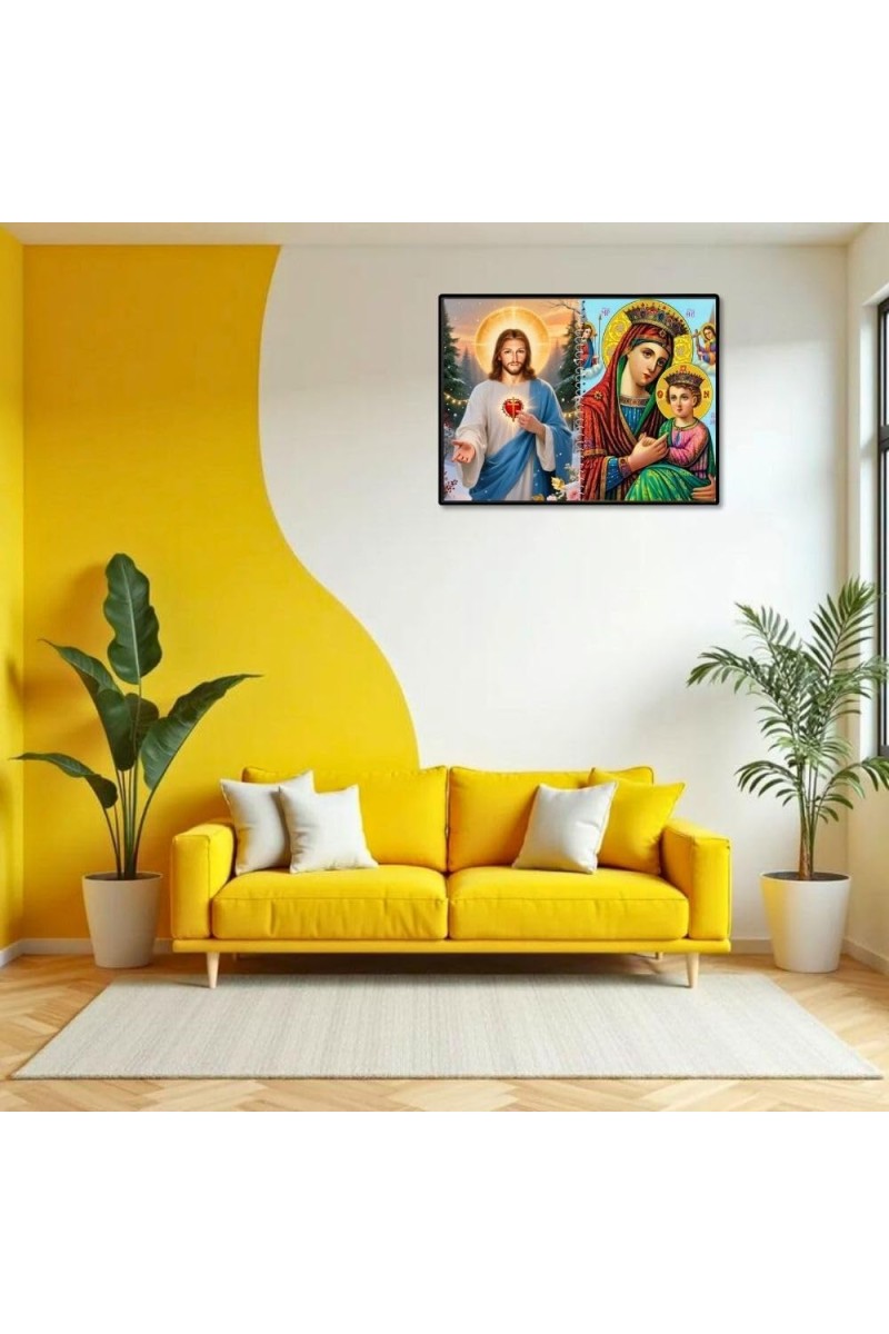 Jesus Christ-Our Lady Of Perpetual Help Laminated Photo - 7x9 Inches, Divine Blessings For Home & Office And Temple Decoration (F16364)