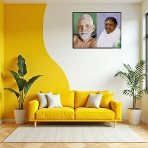 Sri Ramana Maharshi & Mother (Ammal) Laminated Photo - 9x11 Inches, Divine Blessings For Home & Office And Temple Decoration (F16315)