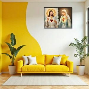 Jesus Virgin Mary Laminated Photo - 5x7 Inches, Divine Blessings For Home & Office And Temple Decoration (F16223)