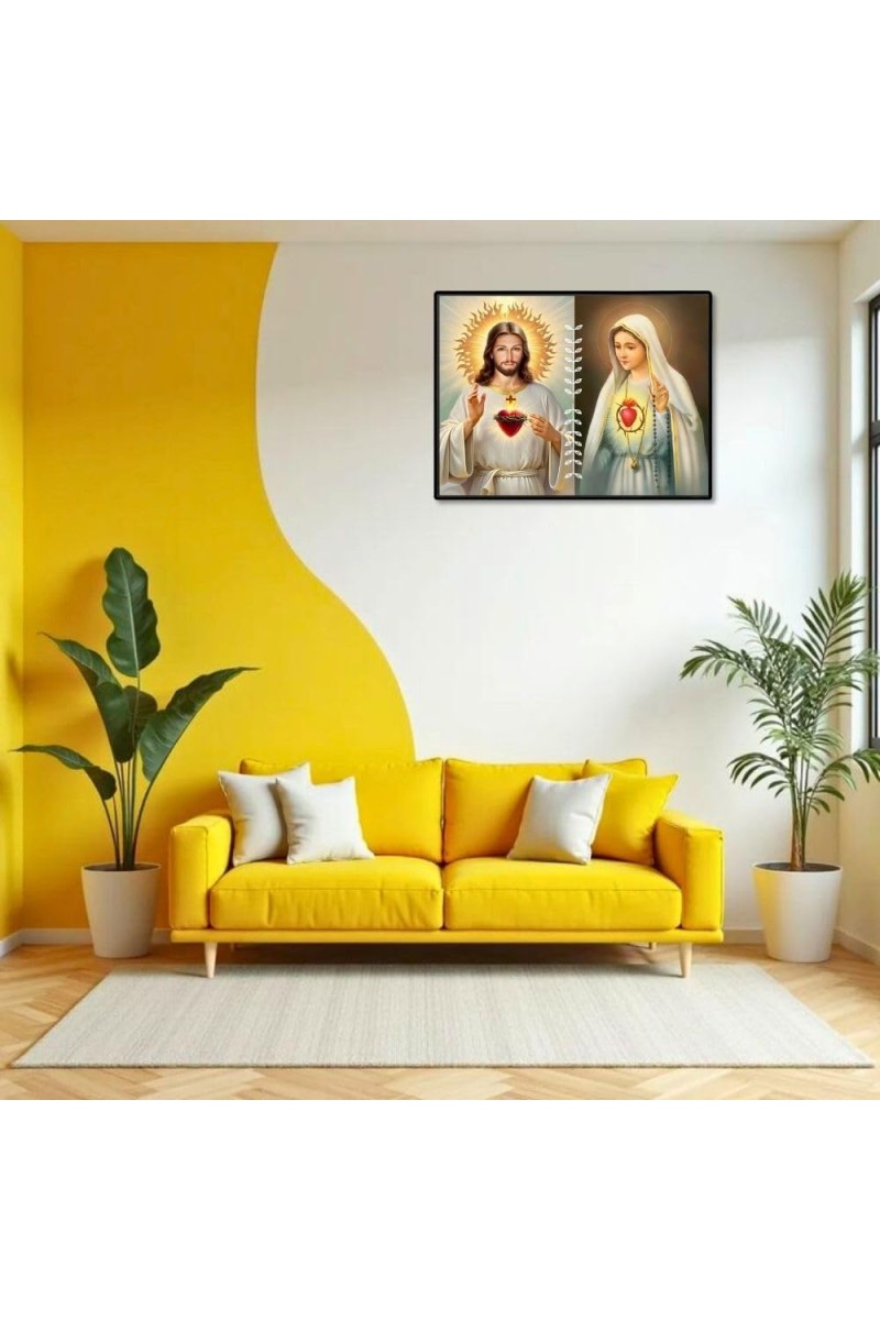 Jesus Virgin Mary Laminated Photo - 5x7 Inches, Divine Blessings For Home & Office And Temple Decoration (F16223)