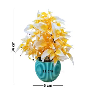 HiTechMart Artificial Yellow & White Flower Pot with Blue Textured Vase | Realistic Faux Flower Pot for Home & Office Décor | Low-Maintenance Tabletop Decoration | Gift for Housewarming & Festivals HiTechMart Artificial Yellow & White Flower Pot with Blue Textured Vase | Realistic Faux Flower Pot for Home & Office Décor | Low-Maintenance Tabletop Decoration | Gift for Housewarming & Festivals