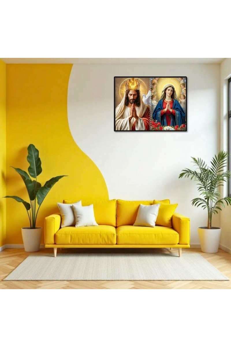 Jesus Christ-Our Lady Of Grace Laminated Photo - 7x9 Inches, Divine Blessings For Home & Office And Temple Decoration (F16426)
